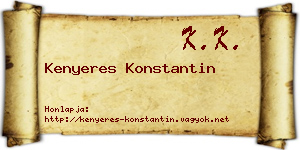 Kenyeres Konstantin névjegykártya